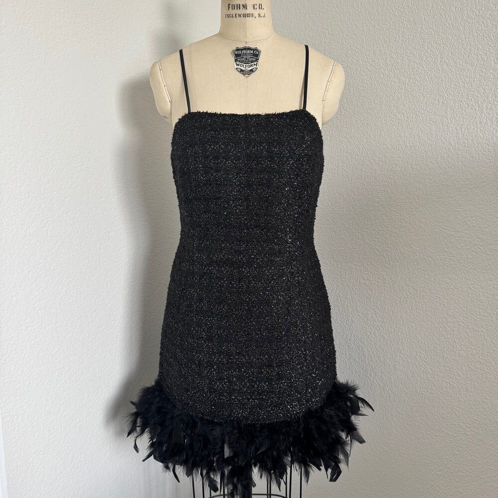 Walter Baker | NWT Boucle and Feather Mini Dress Holiday Dress Size 2